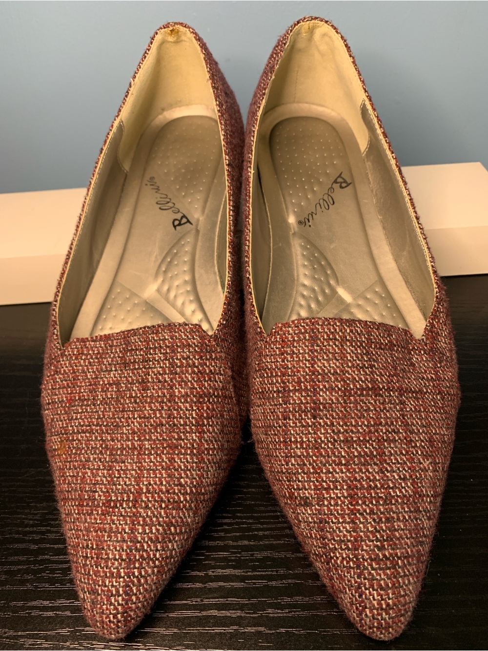 Bellini Pointed Wine Tweed Flats